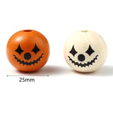 10PCS Wood Halloween Clown Round Wooden Beads 25mm Spacer Beads