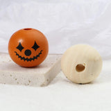 10PCS Wood Halloween Clown Round Wooden Beads 25mm Spacer Beads