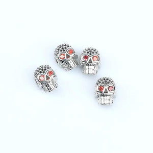 CZ Skull Head Beads for DIY Jewelry Making Copper Spacer Beads 3pcs/lot