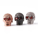 CZ Skull Head Beads for DIY Jewelry Making Copper Spacer Beads 3pcs/lot