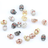 CZ Skull Head Beads for DIY Jewelry Making Copper Spacer Beads 3pcs/lot