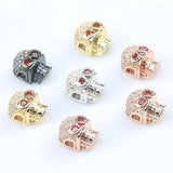 CZ Skull Head Beads for DIY Jewelry Making Copper Spacer Beads 3pcs/lot