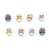 CZ Skull Head Beads for DIY Jewelry Making Copper Spacer Beads 3pcs/lot