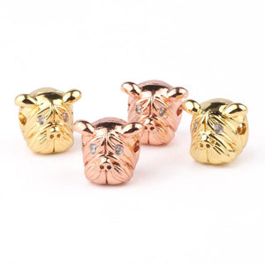 CZ Pig Head Beads Copper Spacer Beads 3pcs/lot