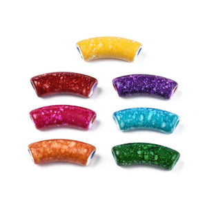 20pcs Curved Tube Beads Acrylic Bamboo Tube Mix for DIY Bracelet Bangles Jewelry