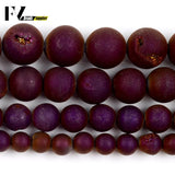 Natural Purple Druzy Agate Beads 6/8/10/12mm Round