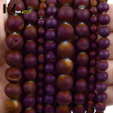 Natural Purple Druzy Agate Beads 6/8/10/12mm Round
