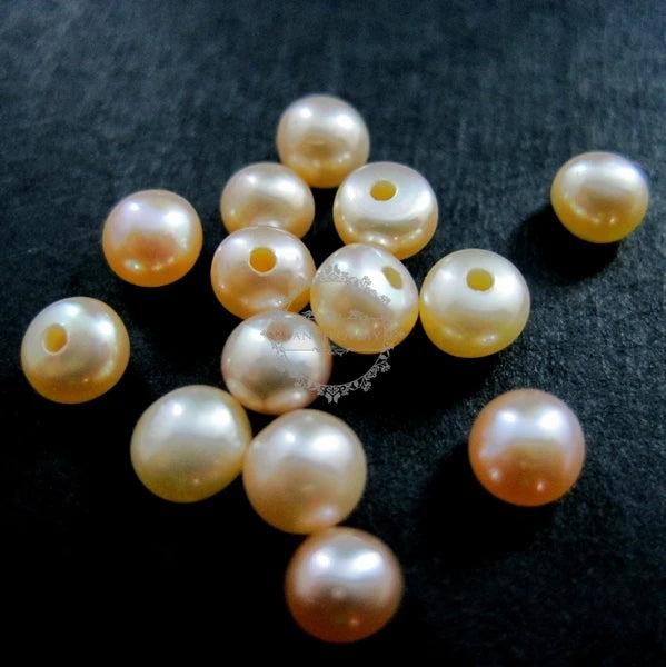 3-4mm Pink Round Half Drilled Pearl Beads for Earrings DIY