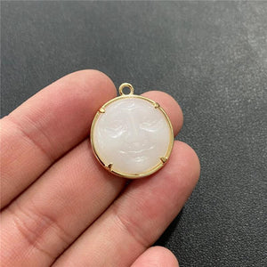 20MM Healing Stone Smiling Face Pendant Natural Jades Chalcedony Beads Pendants