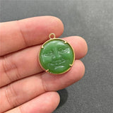 20MM Healing Stone Smiling Face Pendant Natural Jades Chalcedony Beads Pendants
