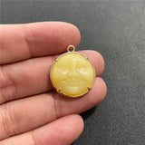 20MM Healing Stone Smiling Face Pendant Natural Jades Chalcedony Beads Pendants