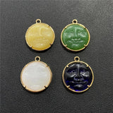 20MM Healing Stone Smiling Face Pendant Natural Jades Chalcedony Beads Pendants