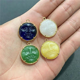 20MM Healing Stone Smiling Face Pendant Natural Jades Chalcedony Beads Pendants