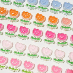 10Pcs Acrylic Tulip Flower Beads for DIY Jewelry Making