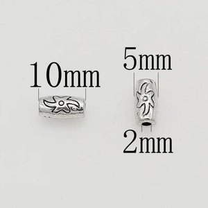 50pcs Antique Silver Long Tube Beads Charms Jewelry Metal DIY Bracelets Decor