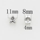 20pcs Antique Silver Star Beads Big Hole Jewelry Metal Loose Beads DIY Bracelet