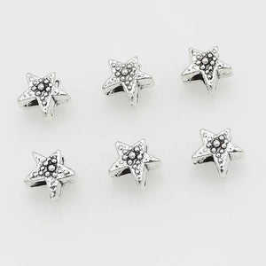 20pcs Antique Silver Star Beads Big Hole Jewelry Metal Loose Beads DIY Bracelet