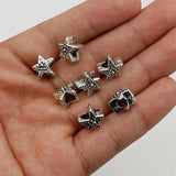 20pcs Antique Silver Star Beads Big Hole Jewelry Metal Loose Beads DIY Bracelet