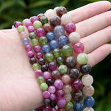 Natural Stone Tourmalines Jaspers Smooth Faceted Spacer Bead 15 In