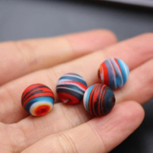 10Pcs 12mm Red Striped Glass Lampwork Beads for Jewelry Making