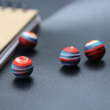 10Pcs 12mm Red Striped Glass Lampwork Beads for Jewelry Making