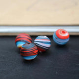 10Pcs 12mm Red Striped Glass Lampwork Beads for Jewelry Making