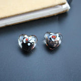 10pcs 15mm Heart Shape Beads Brown Lampwork Glass Beads for Jewelry Making