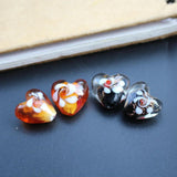 10pcs 15mm Heart Shape Beads Brown Lampwork Glass Beads for Jewelry Making