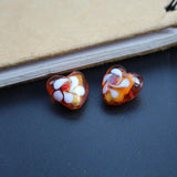 10pcs 15mm Heart Shape Beads Brown Lampwork Glass Beads for Jewelry Making