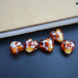 10pcs 15mm Heart Shape Beads Brown Lampwork Glass Beads for Jewelry Making