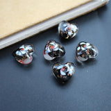 10pcs 15mm Heart Shape Beads Brown Lampwork Glass Beads for Jewelry Making