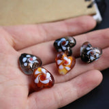 10pcs 15mm Heart Shape Beads Brown Lampwork Glass Beads for Jewelry Making