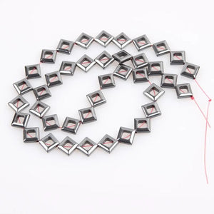 Natural Stone 11mm Hematite Square Beads for DIY Jewelry Making