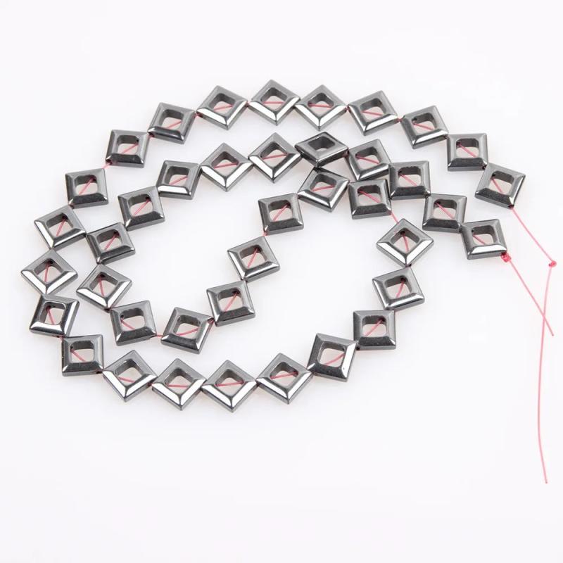 Natural Stone 11mm Hematite Square Beads for DIY Jewelry Making