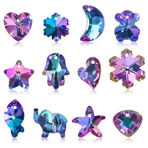 20pcs Pinkish Purple Heart Glass Beads for DIY Jewelry Making