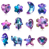 20pcs Pinkish Purple Heart Glass Beads for DIY Jewelry Making