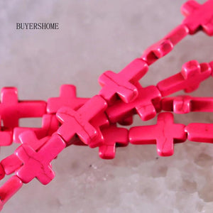 Natural Stone Pink Howlite Cross Beads Pendant 25Pcs/Lot P473