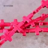 Natural Stone Pink Howlite Cross Beads Pendant 25Pcs/Lot P473