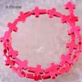 Natural Stone Pink Howlite Cross Beads Pendant 25Pcs/Lot P473