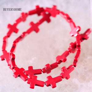 Red Howlite Cross Beads Pendant 25Pcs/Lot P469