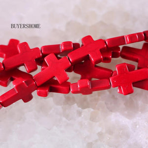 Red Howlite Cross Beads Pendant 25Pcs/Lot P469