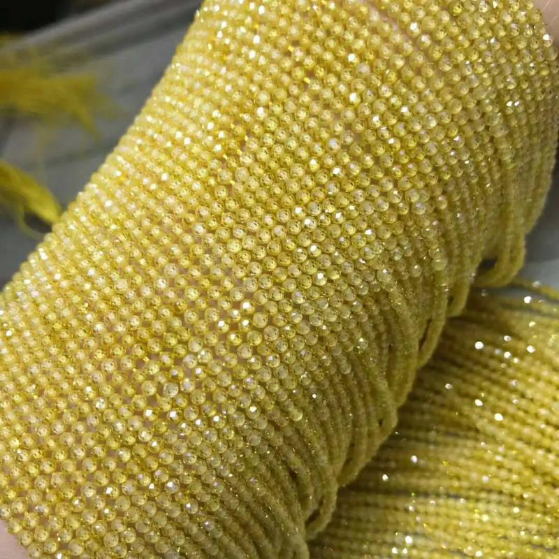 Natural Lemon Yellow Zircon Cut Surface Bead Loose Beads for DIY Jewelry Making
