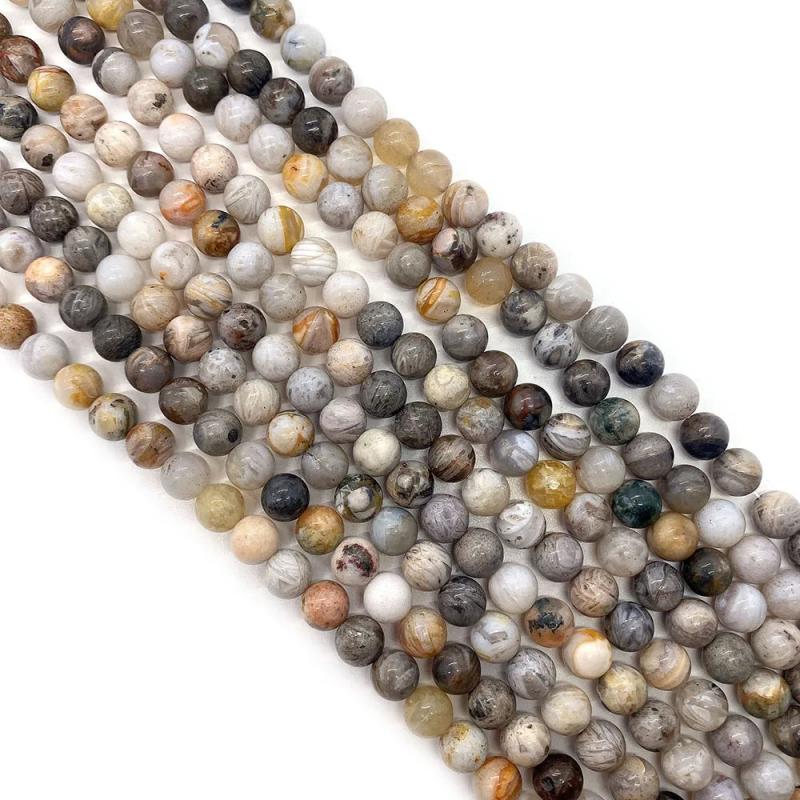 Bamboo Agate Stone Beads 6/8/10mm Round Shaped DIY Necklace Bracelets