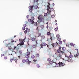 Natural Stone Tricolor Chalcedony Amethysts Agates Beads Round Spacer Beads
