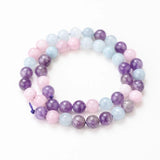 Natural Stone Tricolor Chalcedony Amethysts Agates Beads Round Spacer Beads