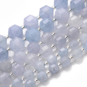 Faceted Aquamarines Spacer Beads 6-10mm Olive Shape Stone DIY