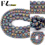 Metallic Coated Matte Druzy Agate Beads 6/8/10/12mm Round Loose Beads