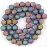 Metallic Coated Matte Druzy Agate Beads 6/8/10/12mm Round Loose Beads