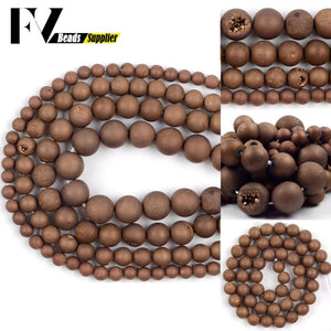 Copper Metallic Druzy Agates Beads 6/8/10/12mm Round