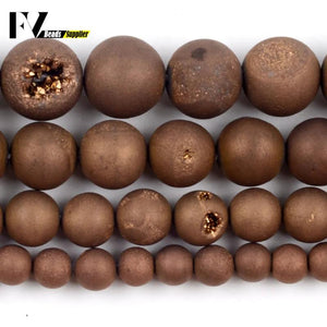 Copper Metallic Druzy Agates Beads 6/8/10/12mm Round